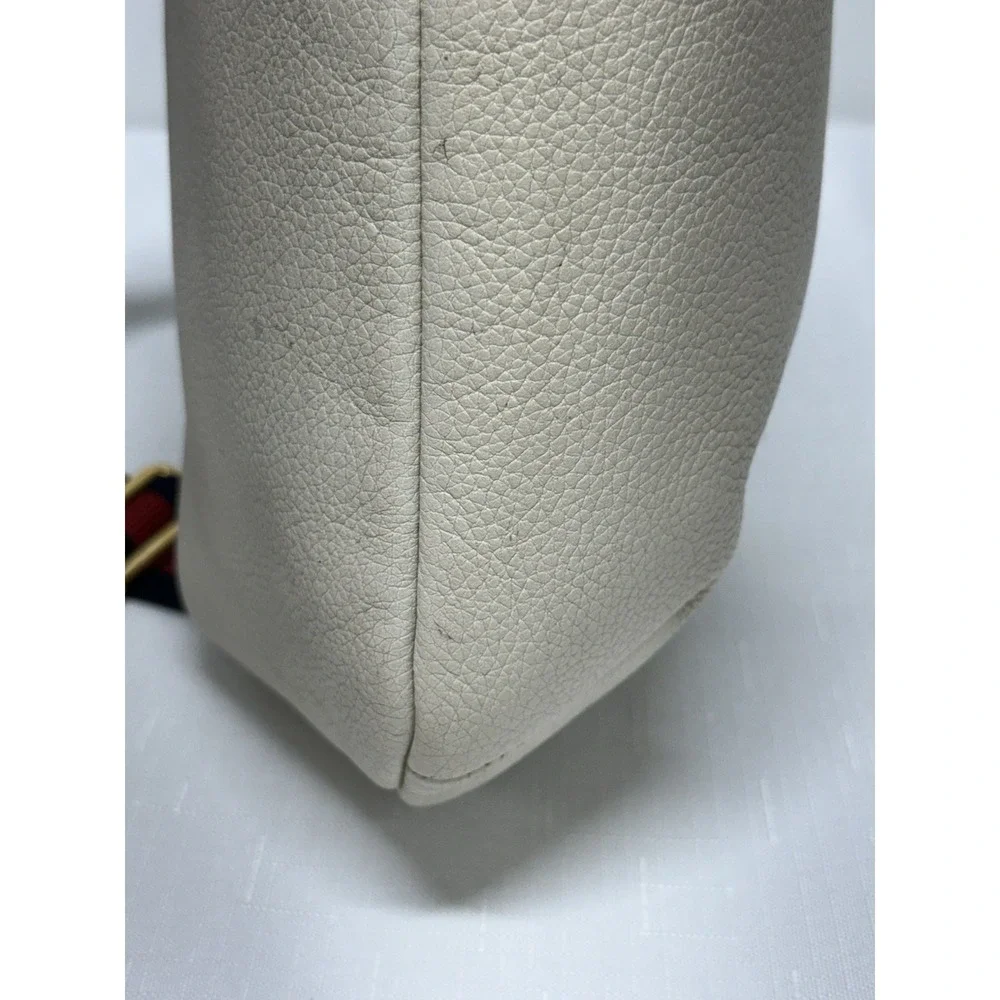 Gucci Logo Belt Bag White Leather Web Stripe Waist Crossbody Fanny Pack COA - Picture 6 of 15